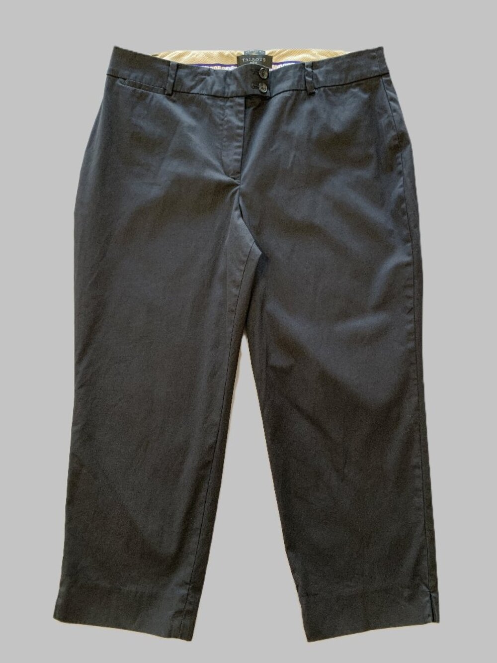 Talbots Petites ""The Perfect Crop Curvy"" Women Black Chino Pants Size 12P